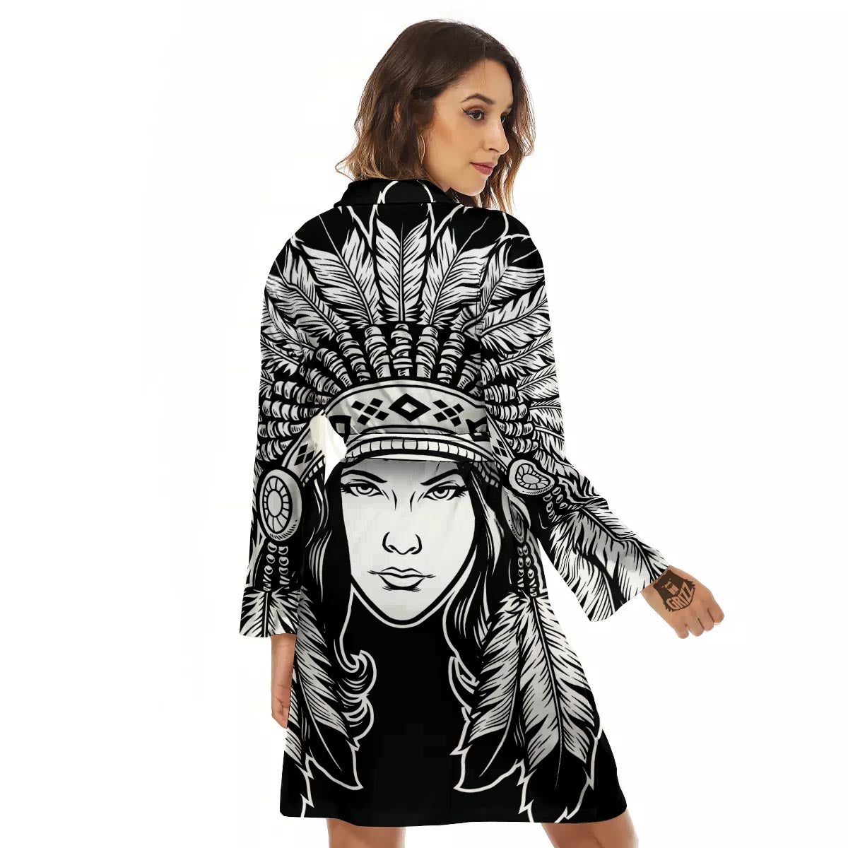 Native Indian Girl Tribal Print Women's Robe-grizzshop
