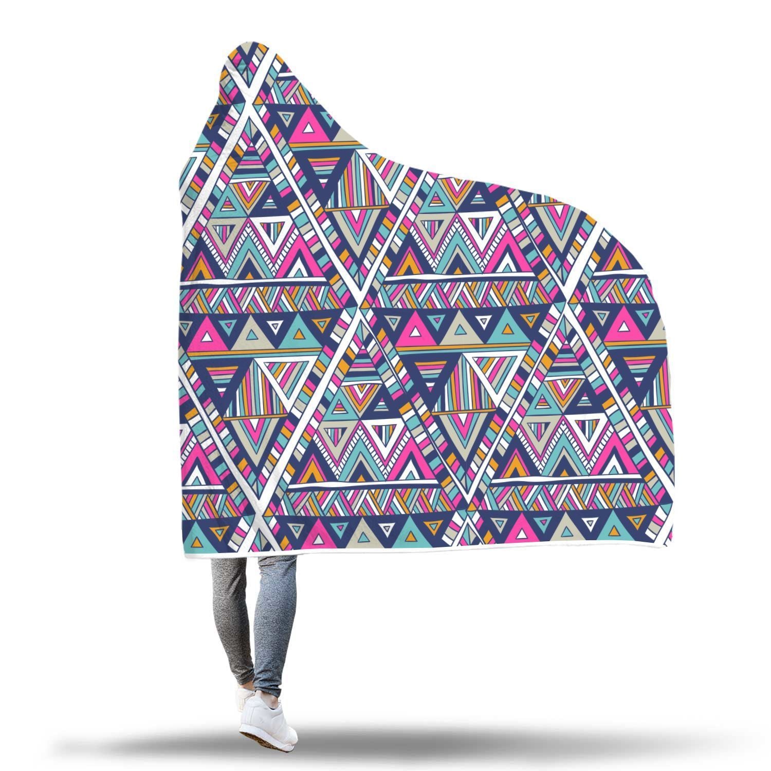 Native Navajo American Indians Aztec Tribal Print Hooded Blanket-grizzshop