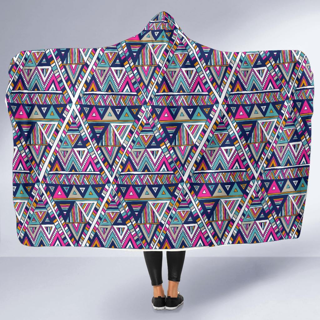 Native Navajo American Indians Aztec Tribal Print Hooded Blanket-grizzshop