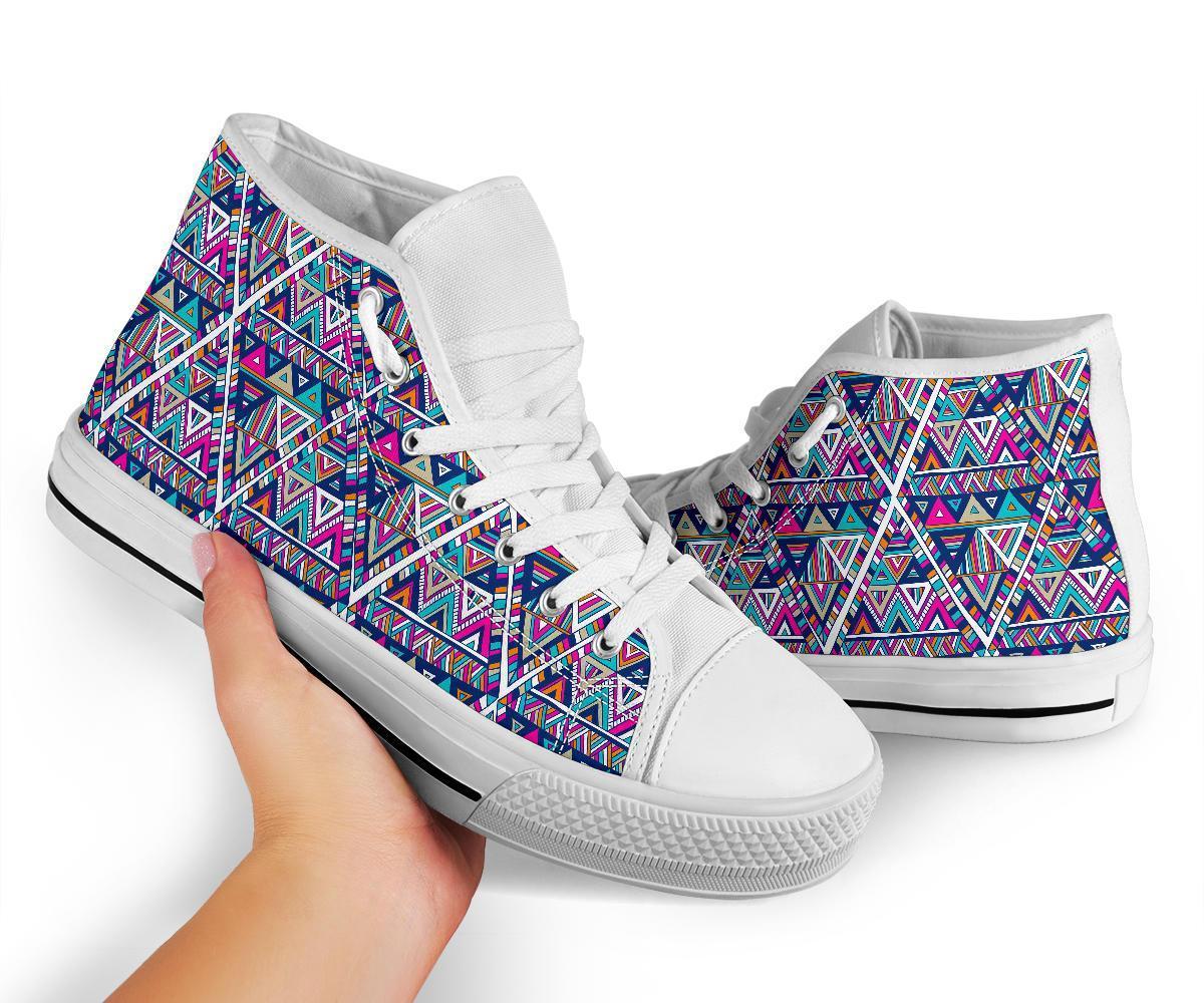 Native Navajo American Indians Aztec Tribal Print Men Women's High Top Shoes-grizzshop