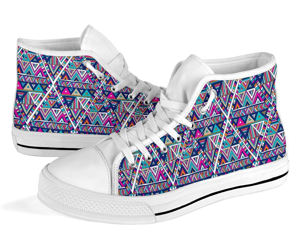 Native Navajo American Indians Aztec Tribal Print Men Women's High Top Shoes-grizzshop