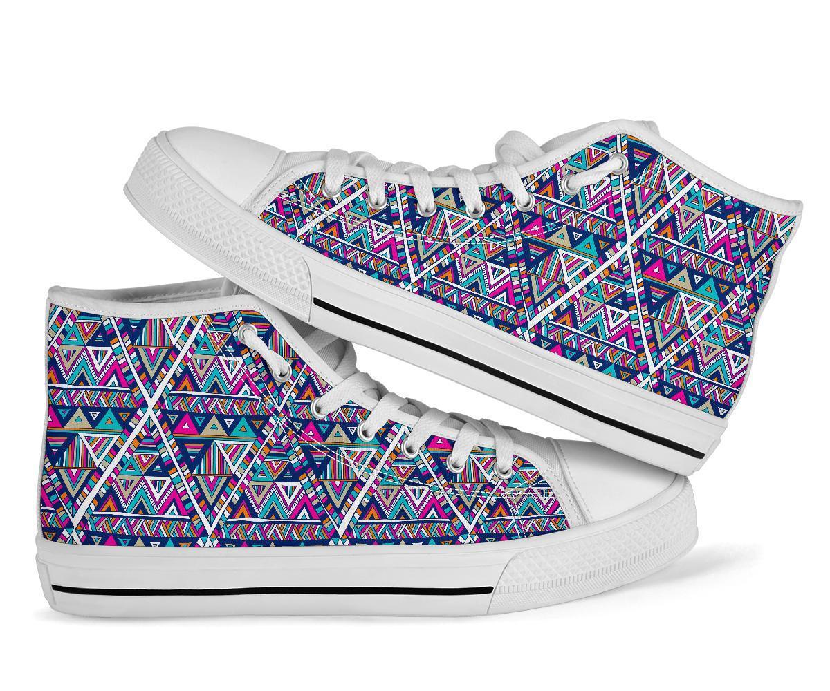 Native Navajo American Indians Aztec Tribal Print Men Women's High Top Shoes-grizzshop