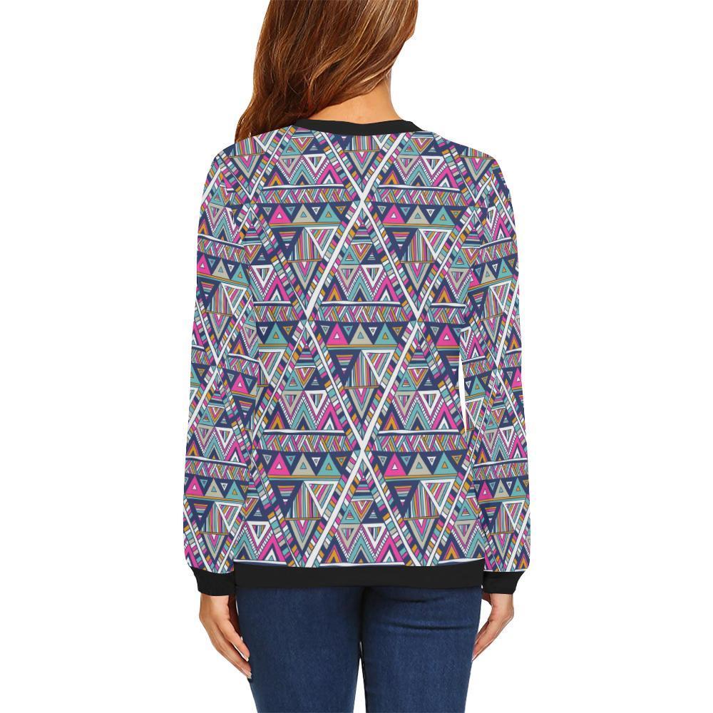 Native Navajo American Indians Aztec Tribal Print Women Crewneck Sweatshirt-grizzshop