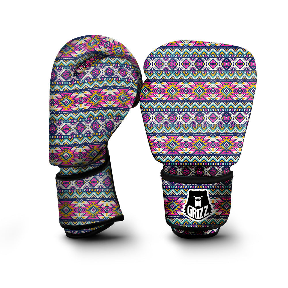 Native Navajo Colorful Geometric Print Boxing Gloves-grizzshop