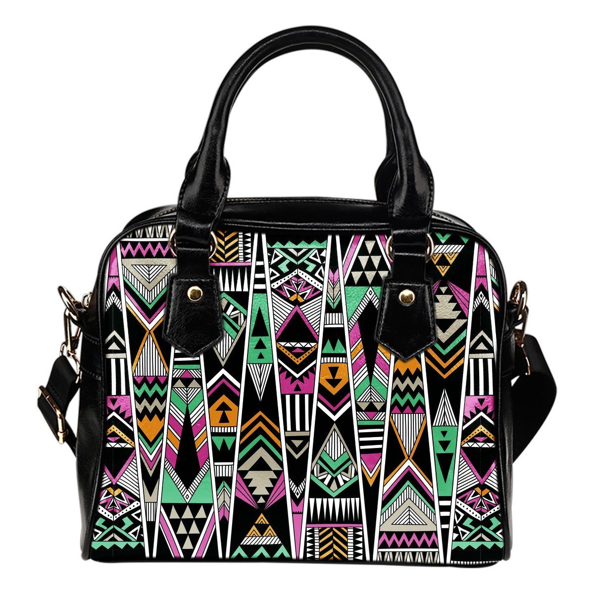 Native American Aztec Tribal Navajo Indians Print Leather Shoulder Handbag-grizzshop