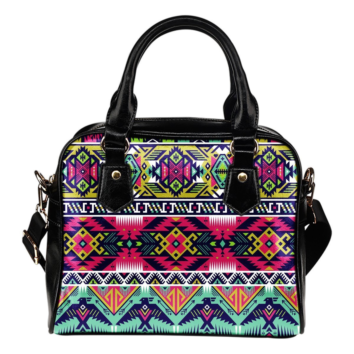 Native American Indians Aztec Tribal Navajo Print Leather Shoulder Handbag-grizzshop