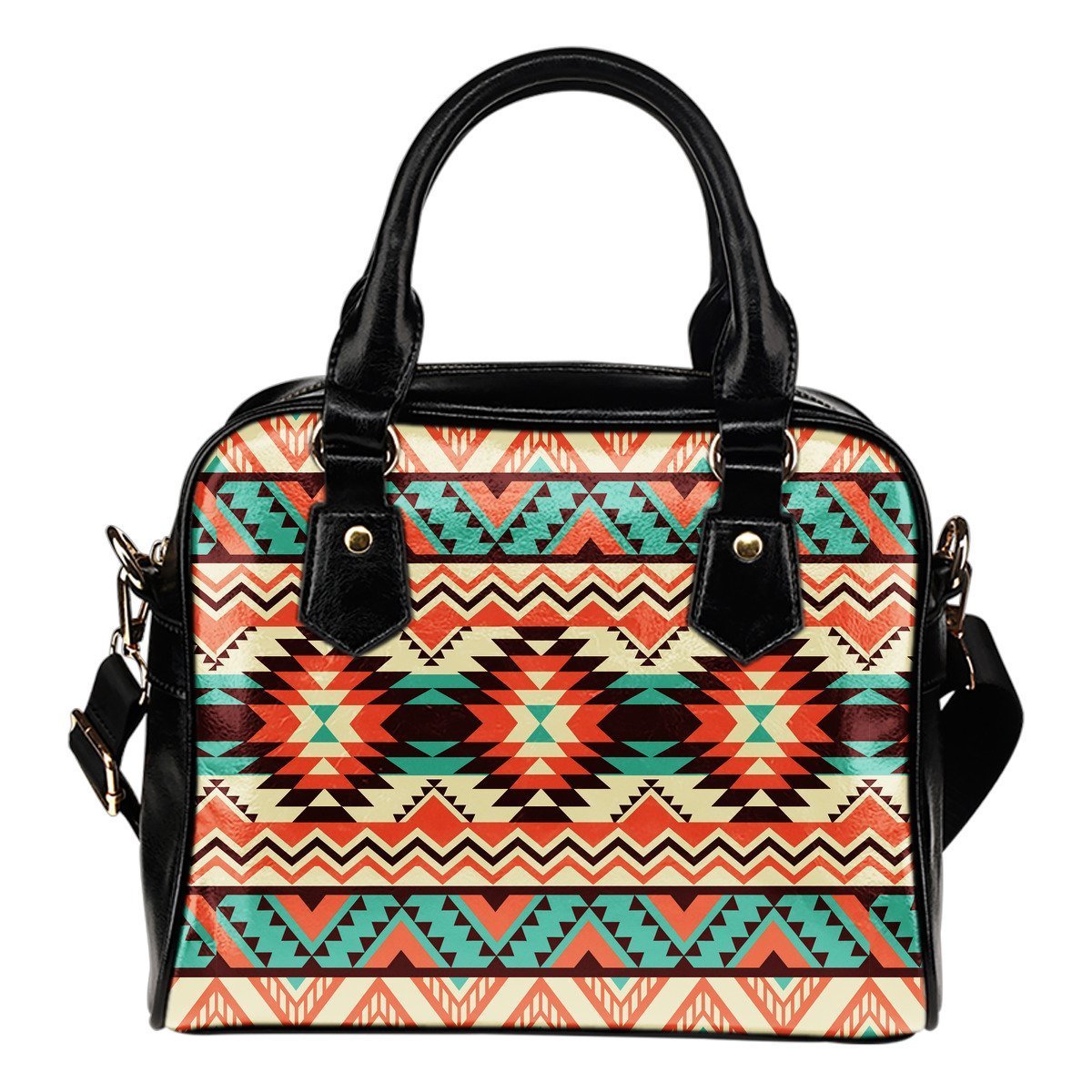 Native American Navajo Indians Aztec Tribal Print Leather Shoulder Handbag-grizzshop