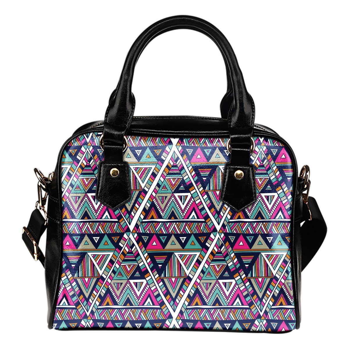 Native Navajo American Indians Aztec Tribal Print Leather Shoulder Handbag-grizzshop