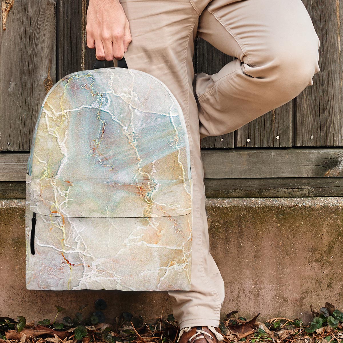 Natural Brown Marble Backpack-grizzshop