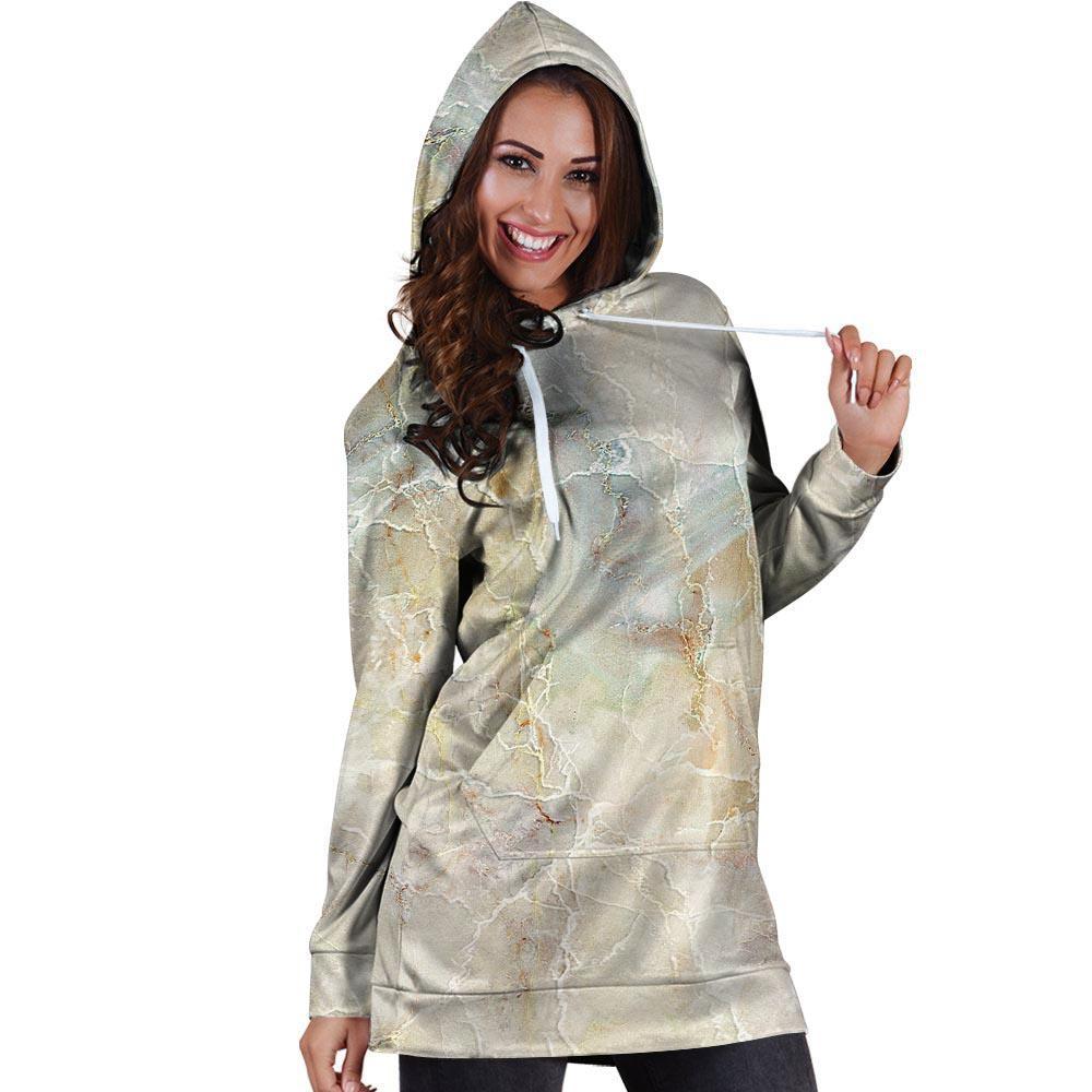 Natural Brown Marble Hoodie Dress-grizzshop