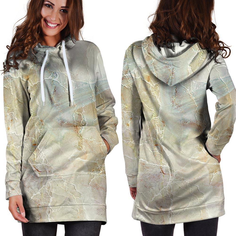 Natural Brown Marble Hoodie Dress-grizzshop