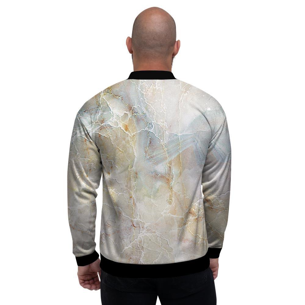 Natural Brown Marble Men's Bomber Jacket-grizzshop