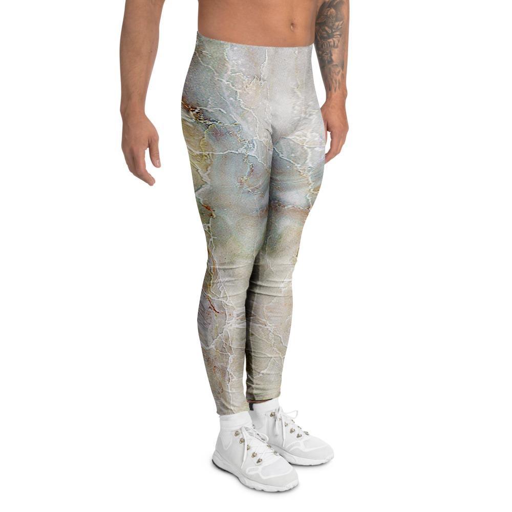 Natural Brown Marble Men's Leggings-grizzshop