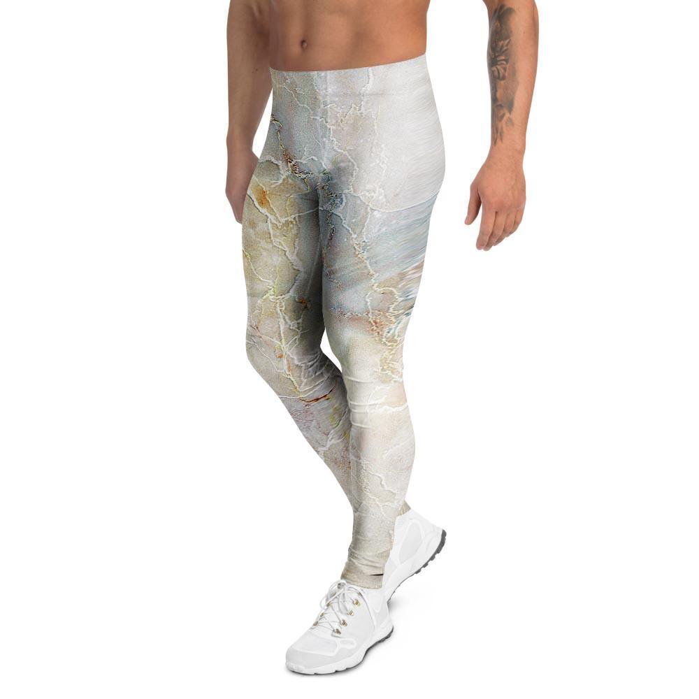 Natural Brown Marble Men's Leggings-grizzshop