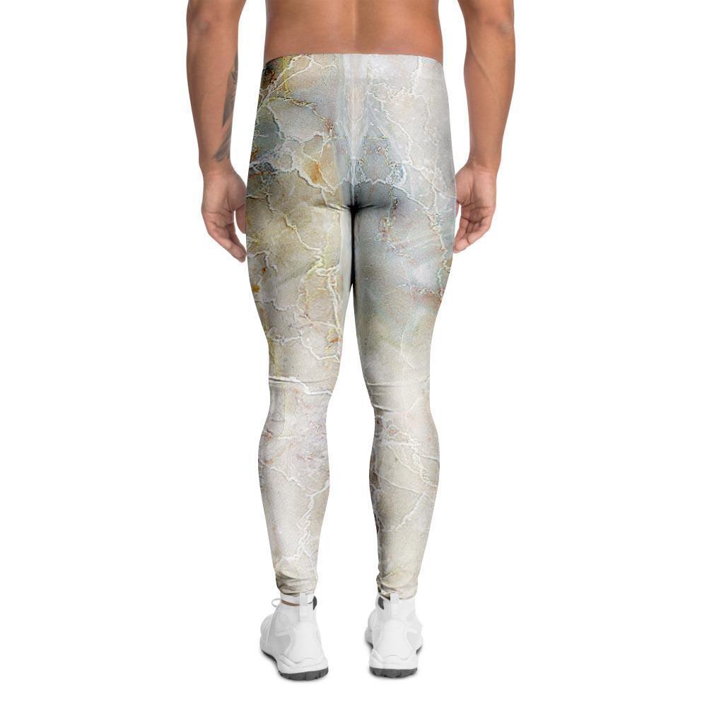 Natural Brown Marble Men's Leggings-grizzshop