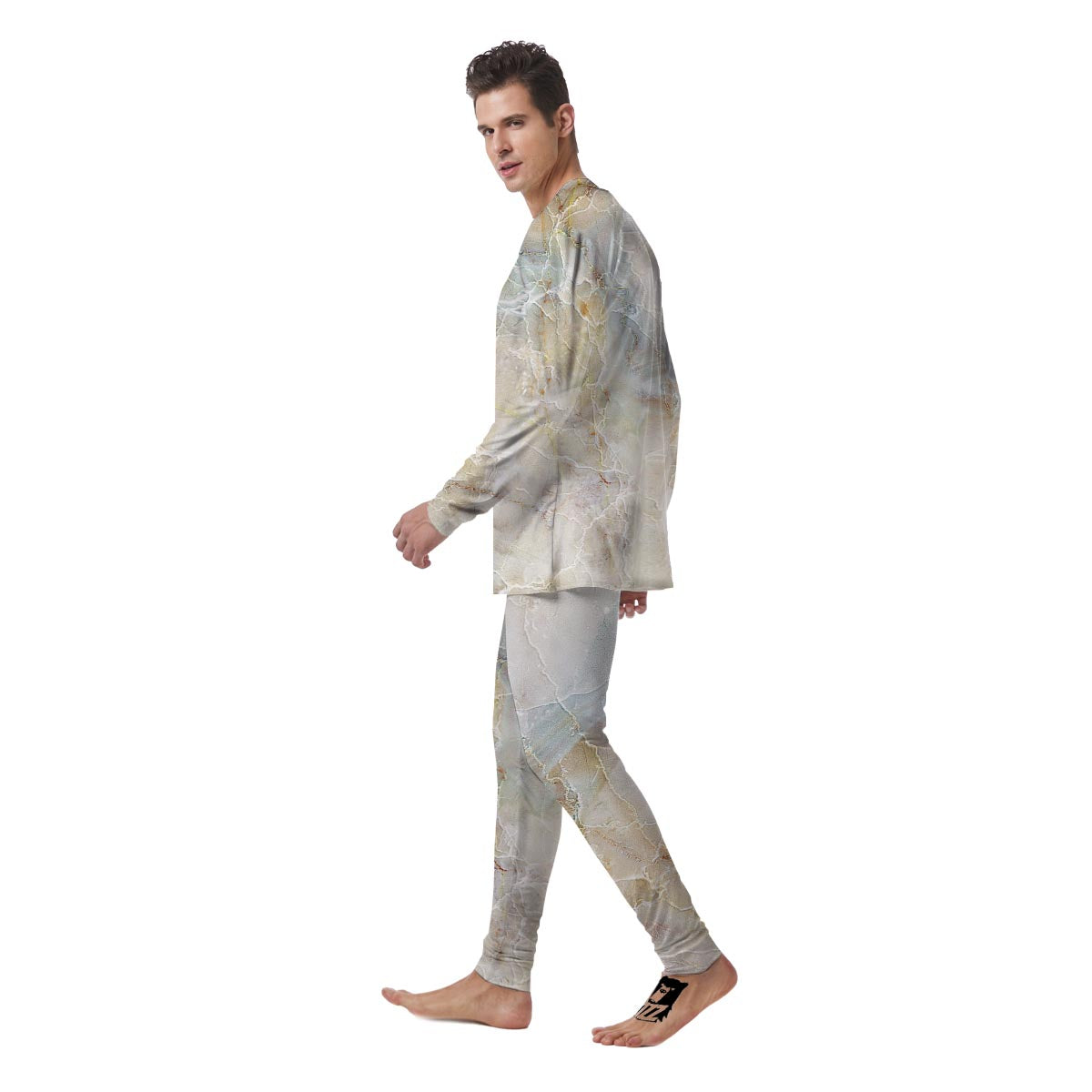 Natural Brown Marble Men's Pajamas-grizzshop