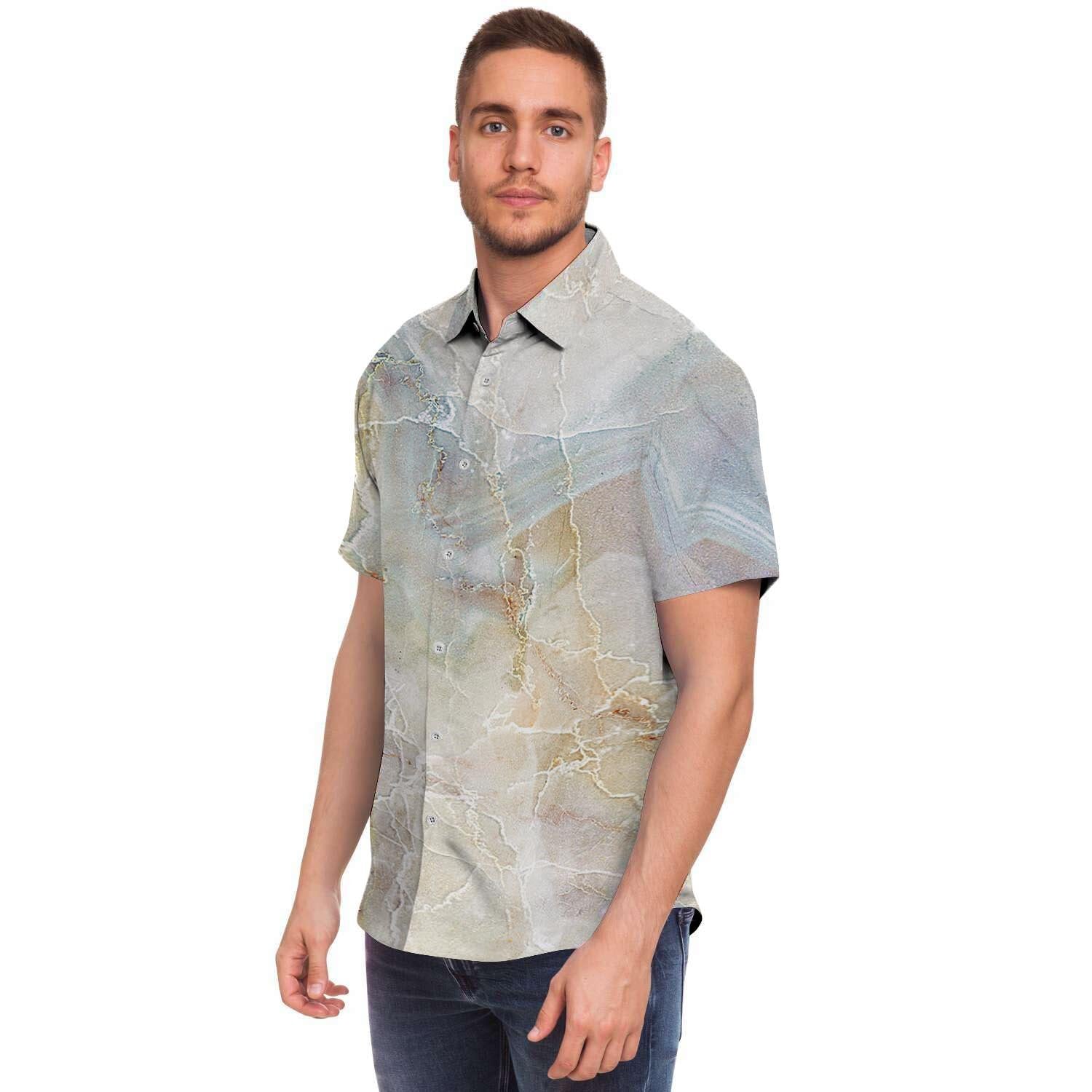 Natural Brown Marble Men's Short Sleeve Shirt-grizzshop