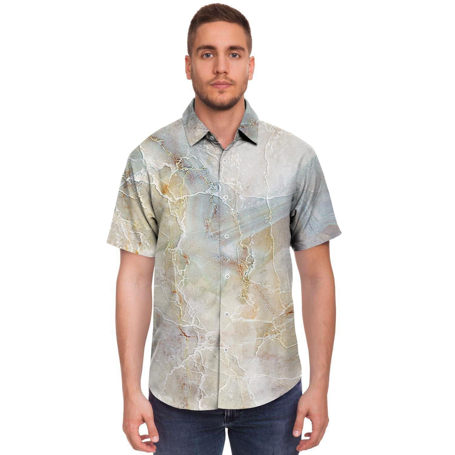 Natural Brown Marble Men's Short Sleeve Shirt-grizzshop