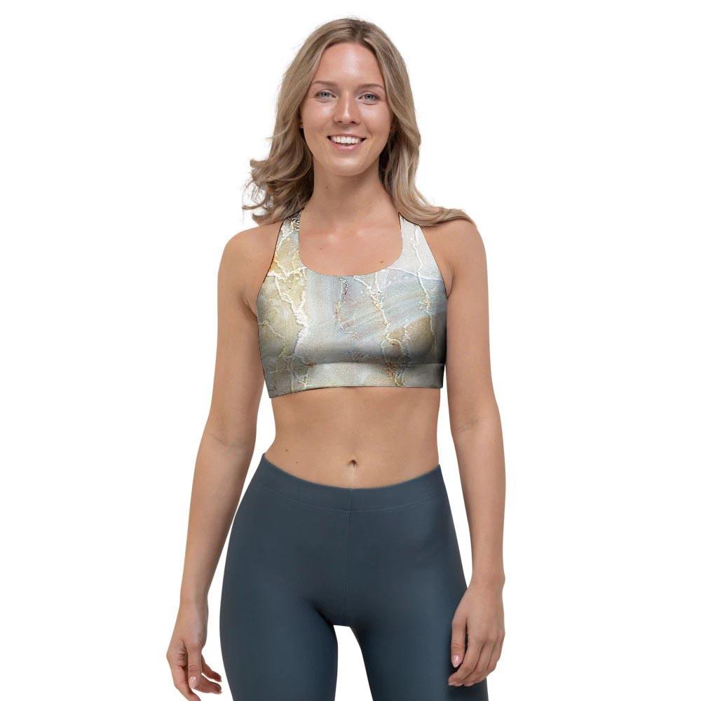 Natural Brown Marble Sports Bra-grizzshop