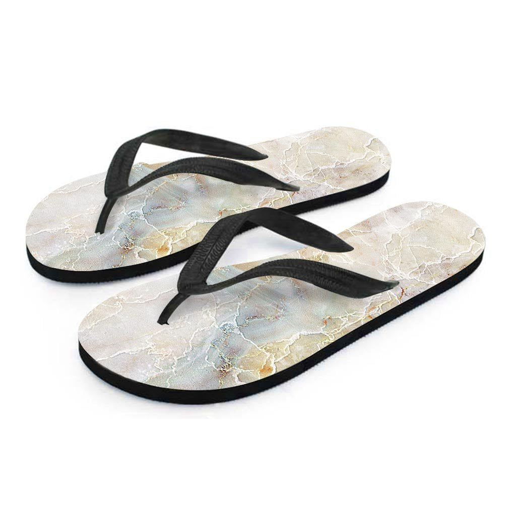 Natural Brown Marble Women's Flip Flops-grizzshop