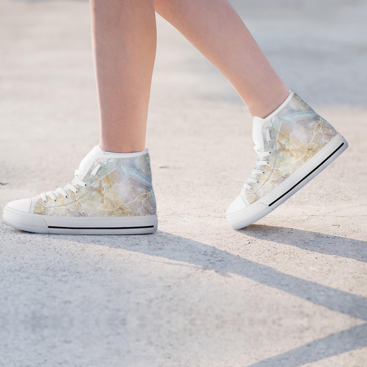Natural Brown Marble Women's High Top Shoes-grizzshop