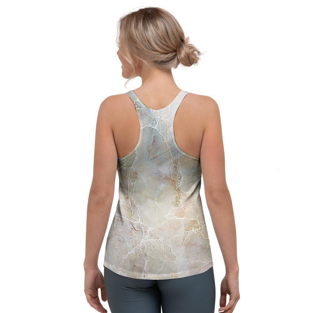 Natural Brown Marble Women's Racerback Tank Top-grizzshop