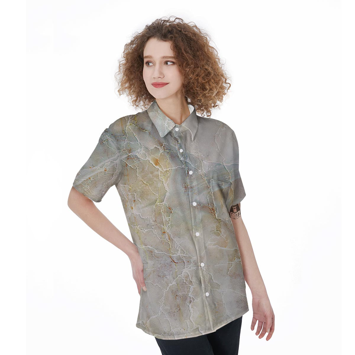 Natural Brown Marble Women's Short Sleeve Shirts-grizzshop