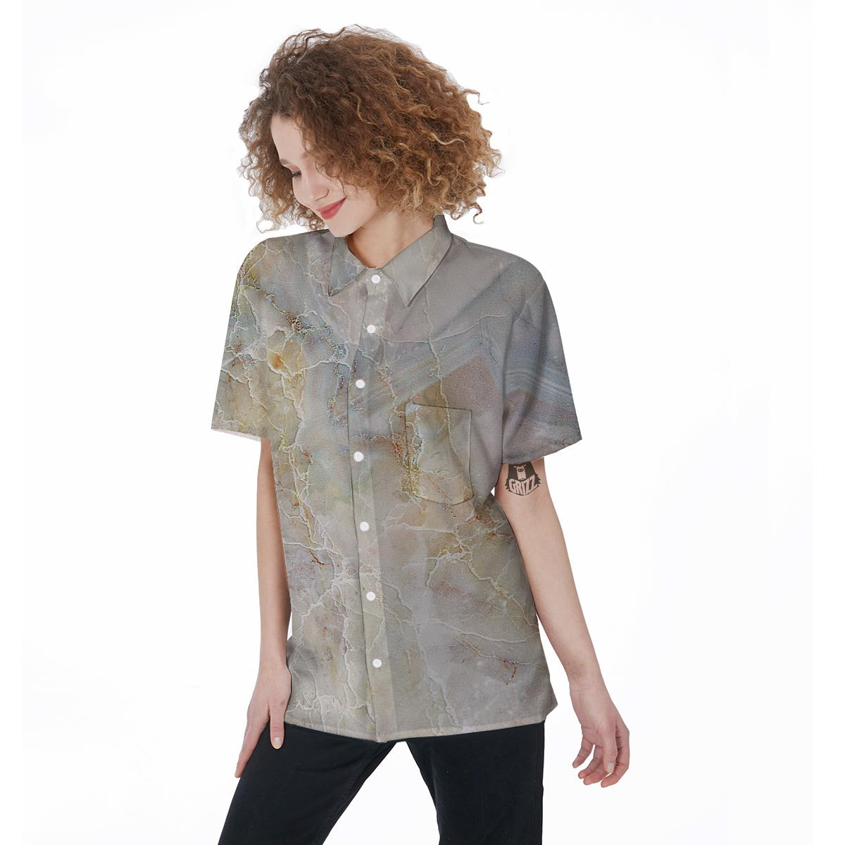 Natural Brown Marble Women's Short Sleeve Shirts-grizzshop