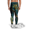 Natural Luxury Blue And Gold Marble Print Men's Leggings-grizzshop