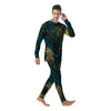 Natural Luxury Blue And Gold Marble Print Men's Pajamas-grizzshop