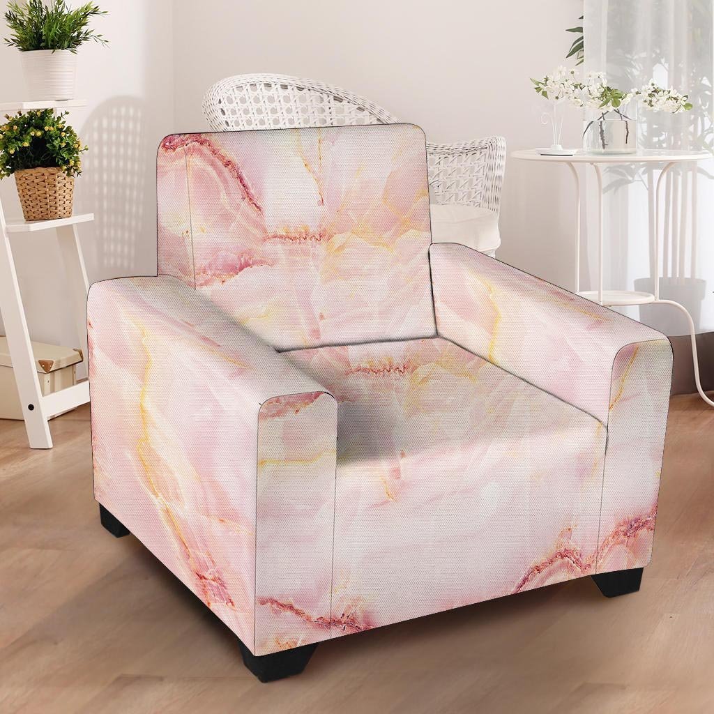 Natural Pink Marble Armchair Cover-grizzshop