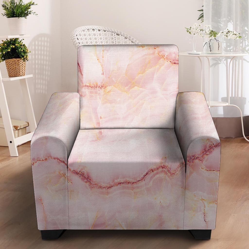 Natural Pink Marble Armchair Cover-grizzshop