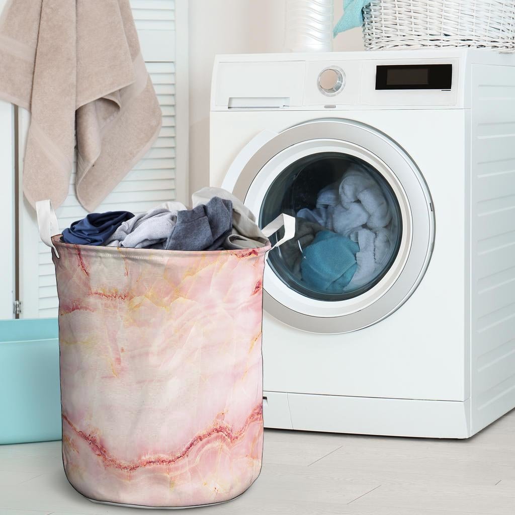 Natural Pink Marble Laundry Basket-grizzshop