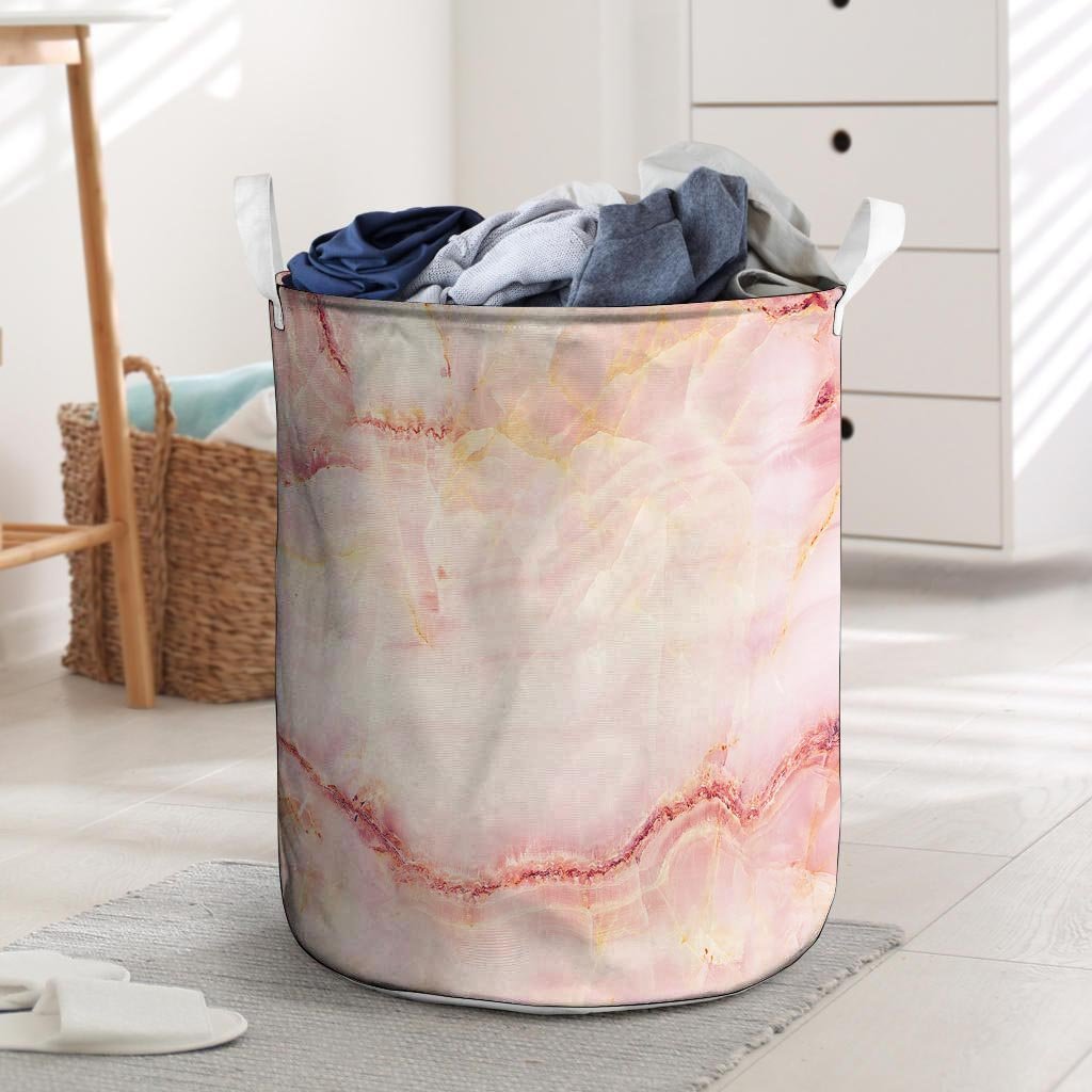 Natural Pink Marble Laundry Basket-grizzshop