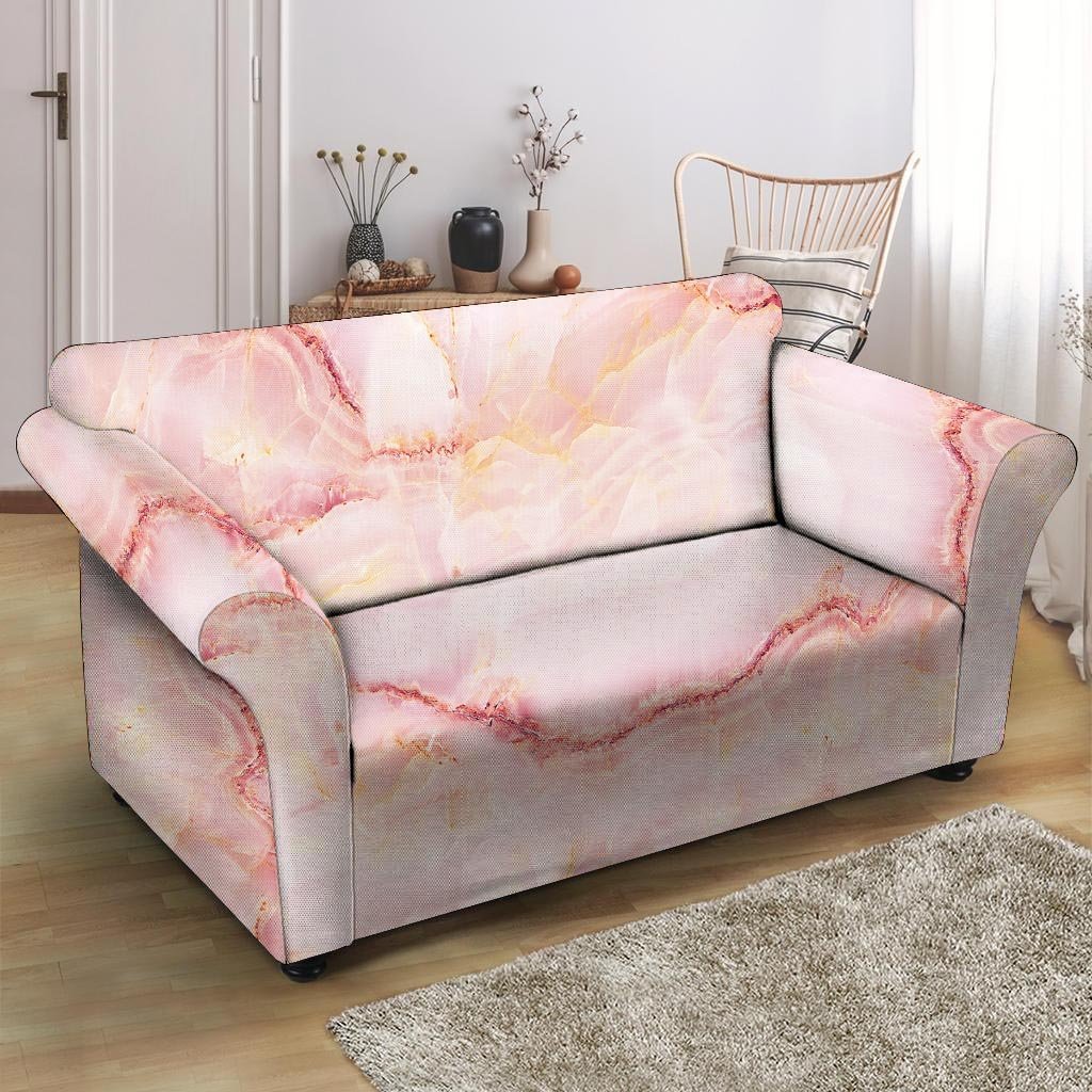 Natural Pink Marble Loveseat Cover-grizzshop