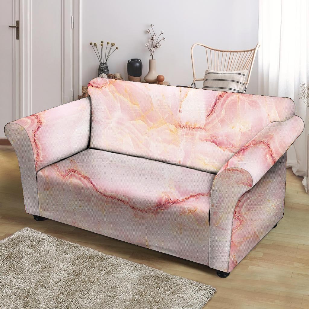 Natural Pink Marble Loveseat Cover-grizzshop