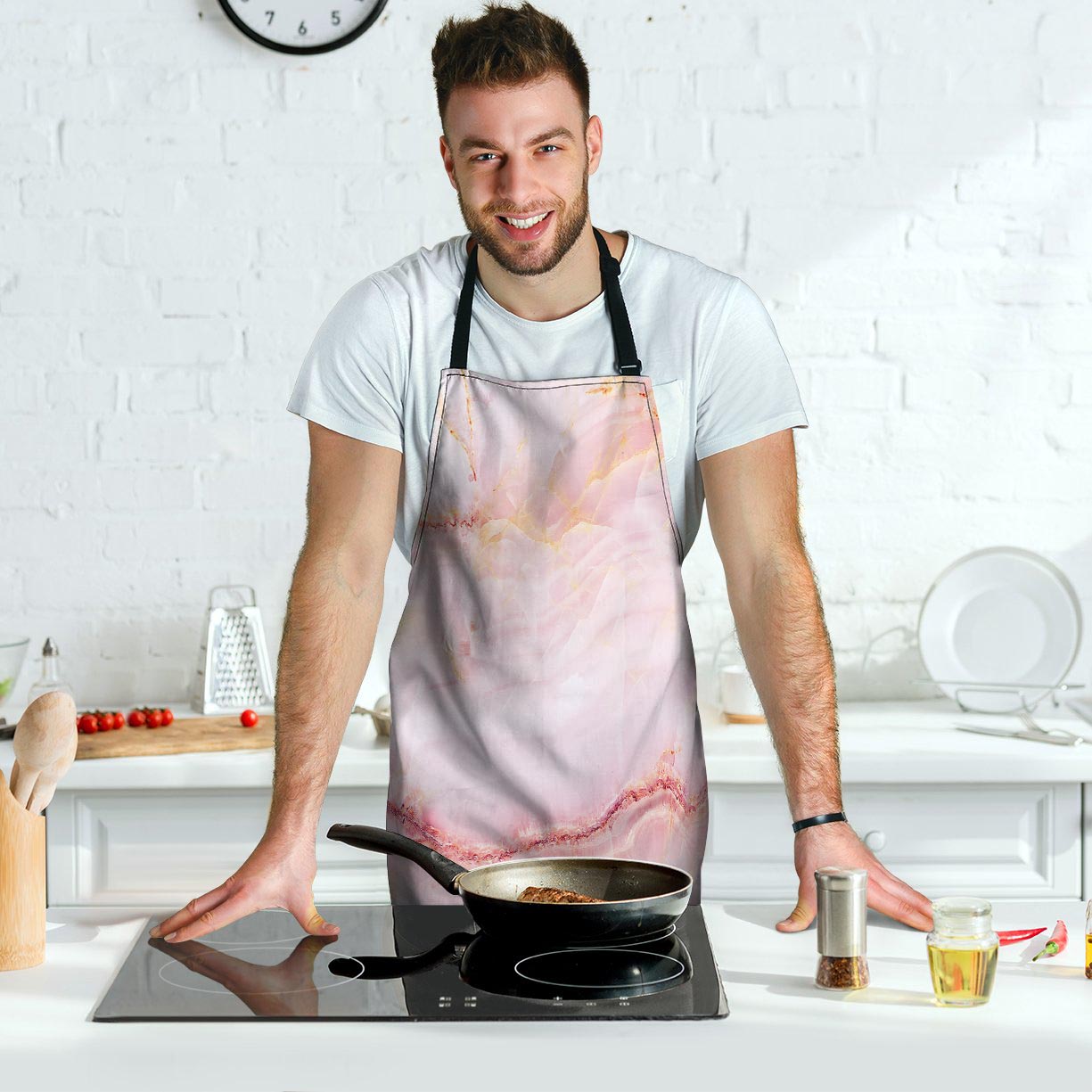 Natural Pink Marble Men's Apron-grizzshop