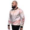 Natural Pink Marble Men's Bomber Jacket-grizzshop