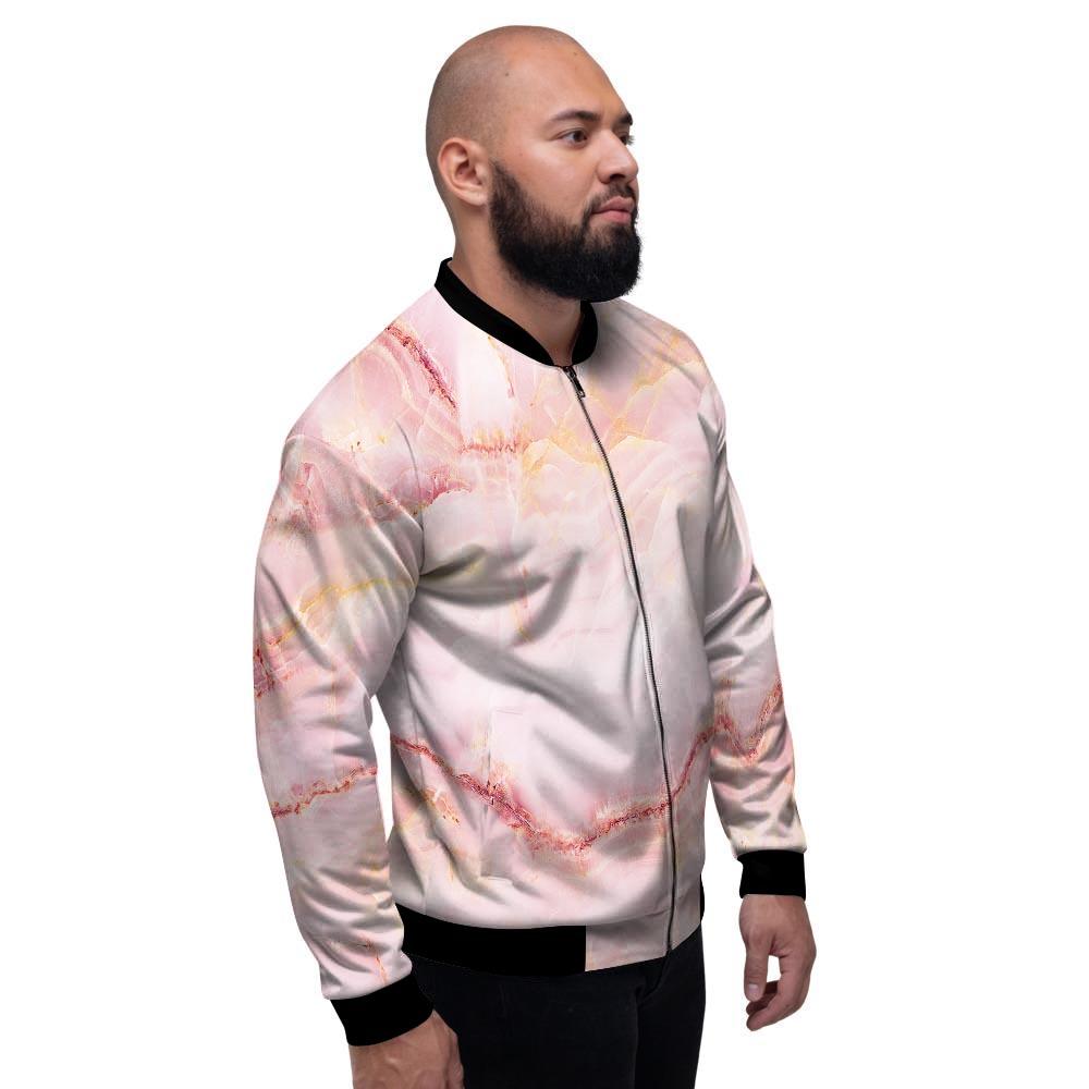 Natural Pink Marble Men's Bomber Jacket-grizzshop