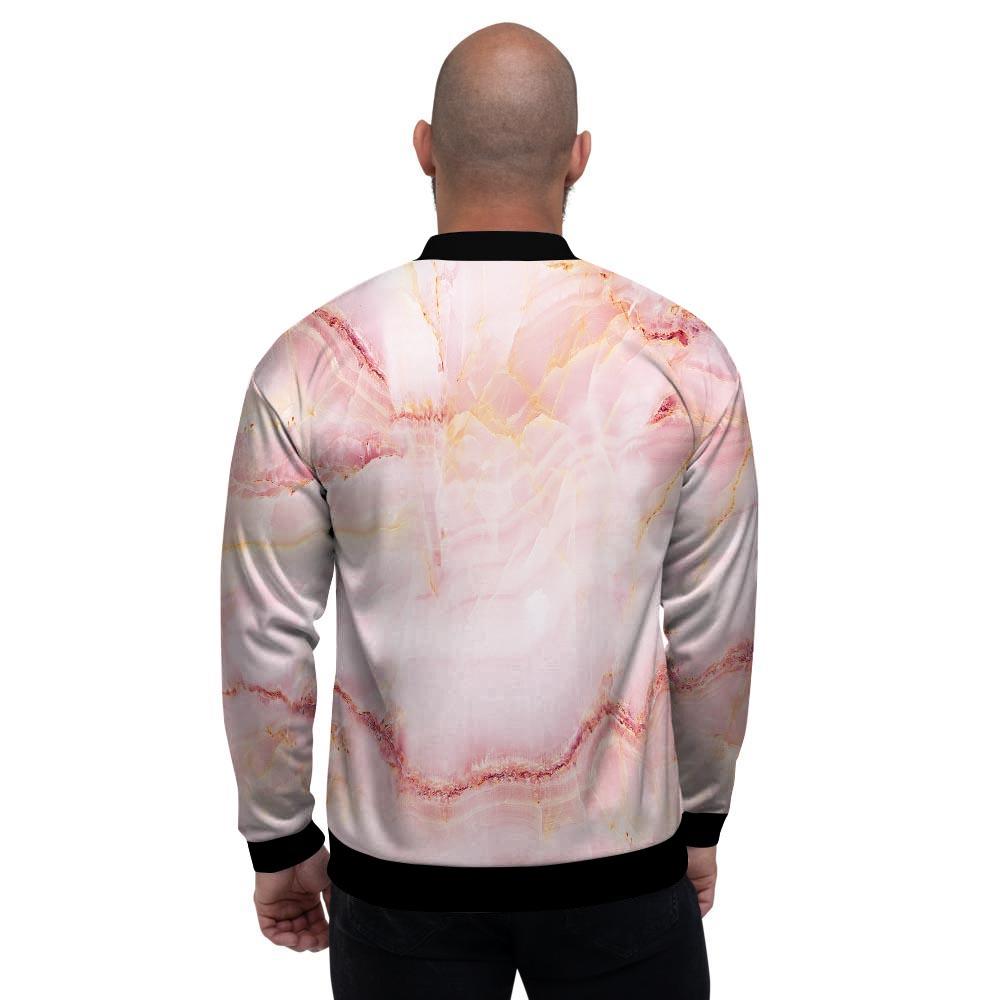 Natural Pink Marble Men's Bomber Jacket-grizzshop