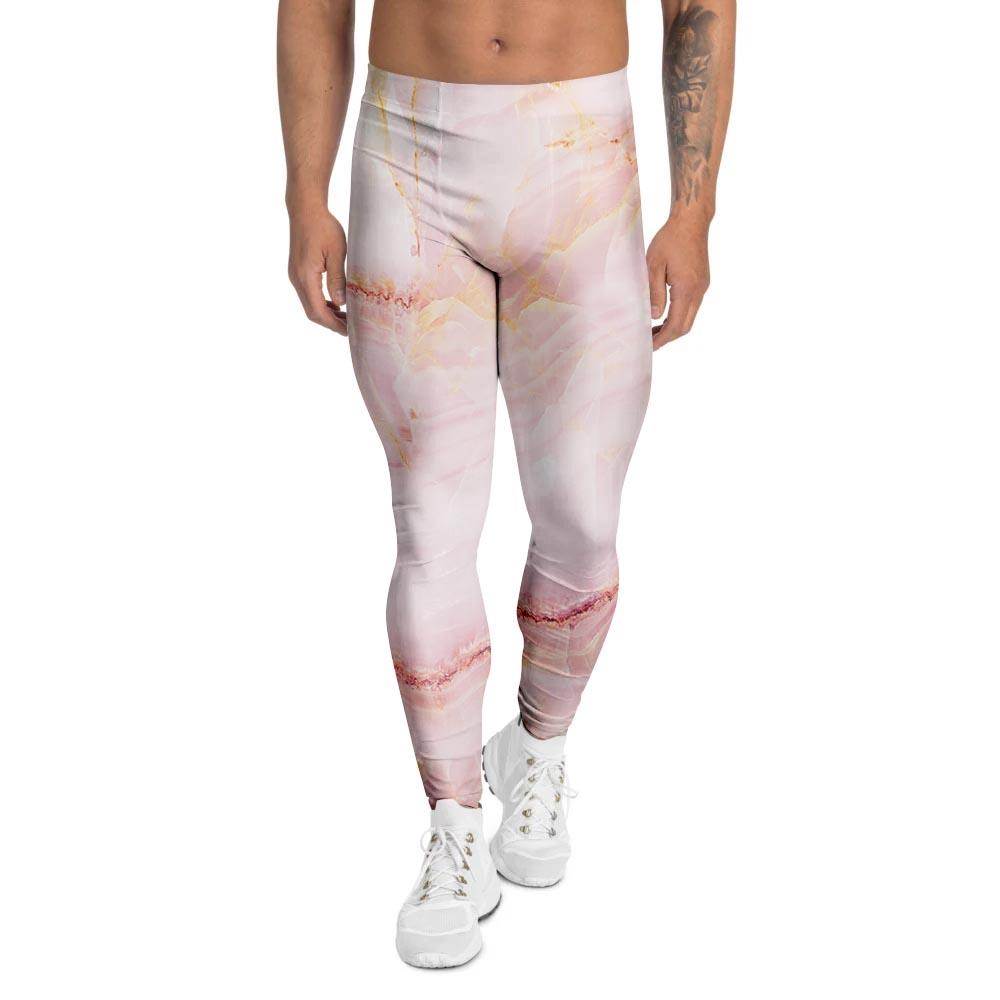 Natural Pink Marble Men's Leggings-grizzshop