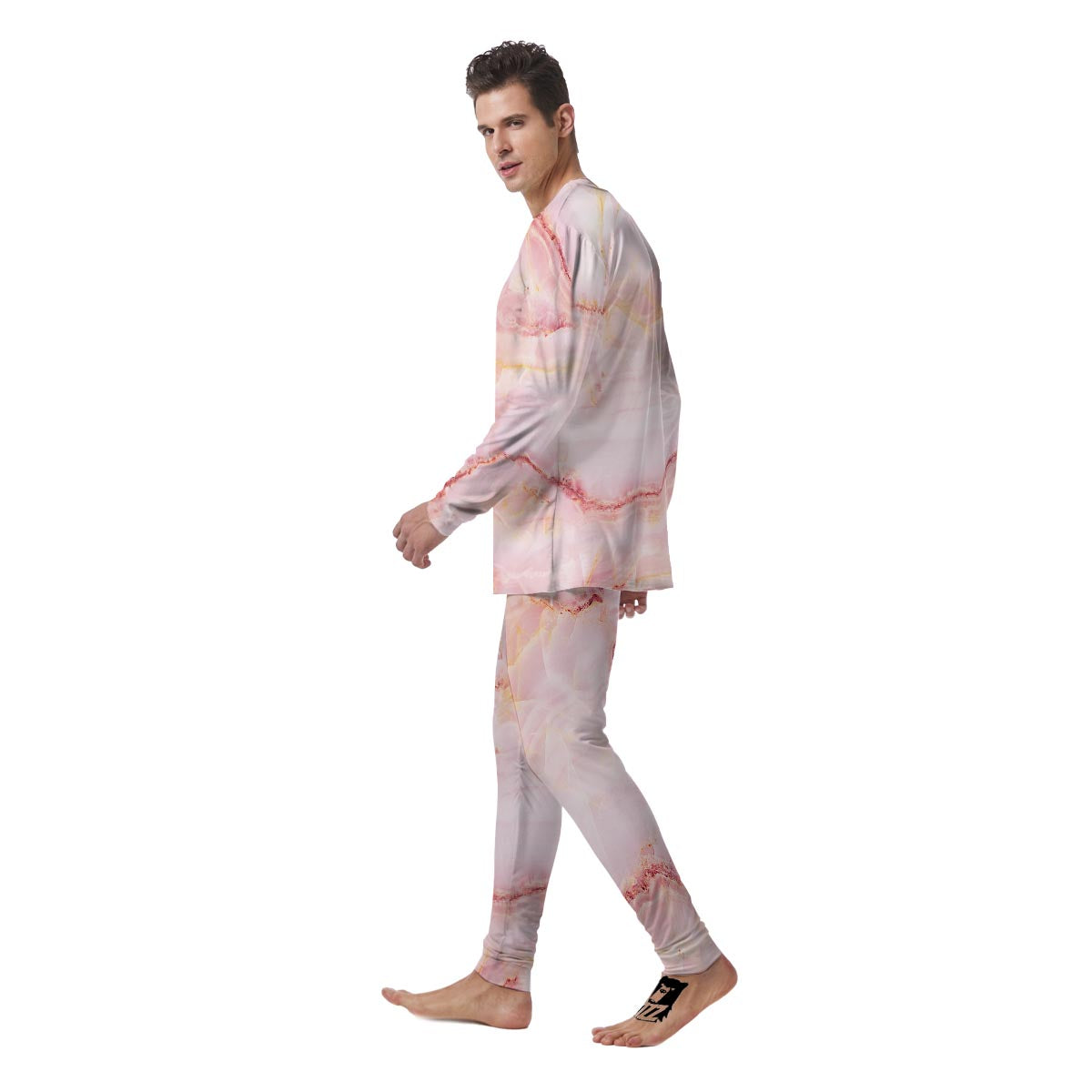 Natural Pink Marble Men's Pajamas-grizzshop