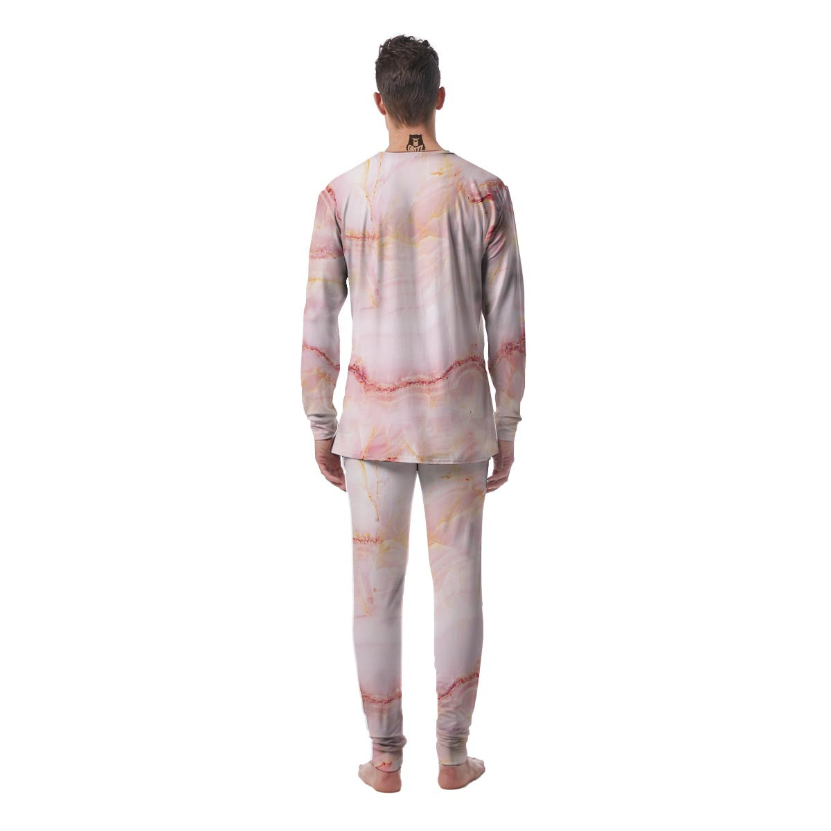 Natural Pink Marble Men's Pajamas-grizzshop