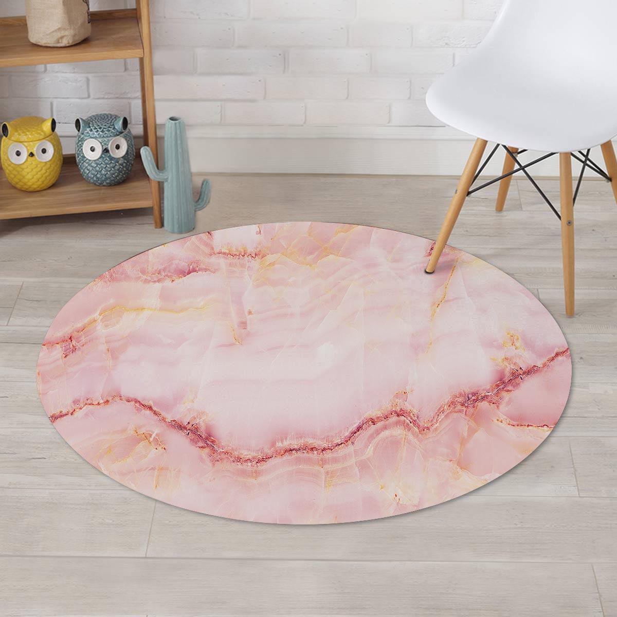 Natural Pink Marble Round Rug-grizzshop