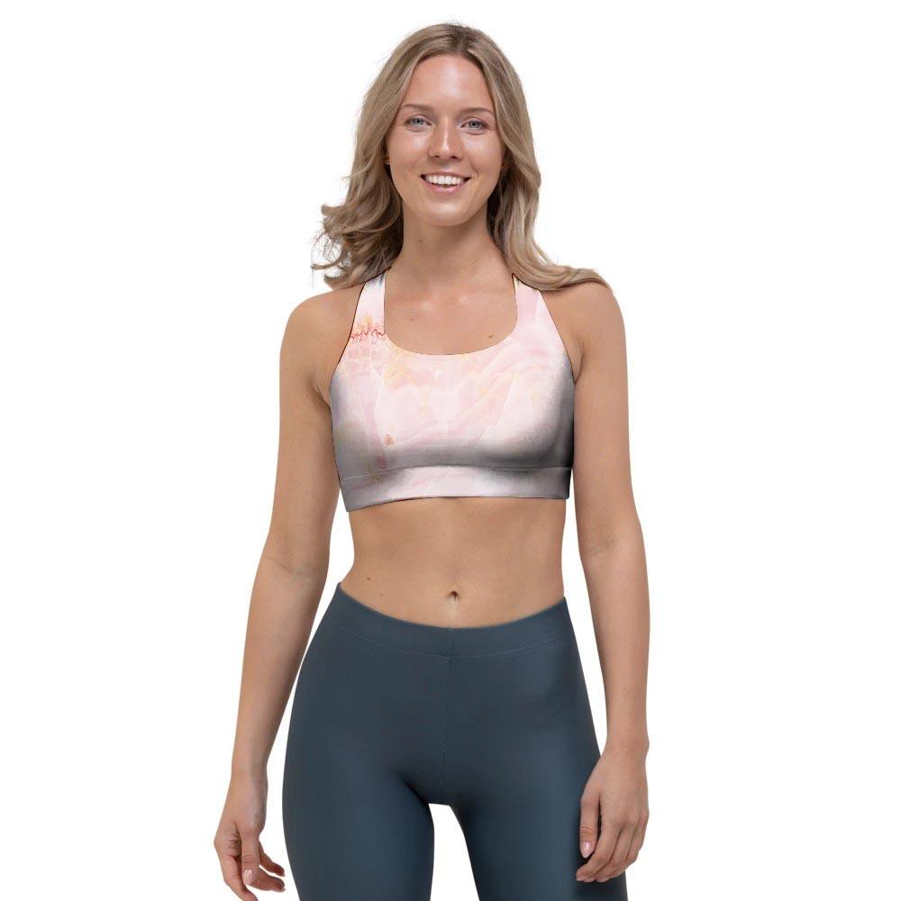 Natural Pink Marble Sports Bra-grizzshop