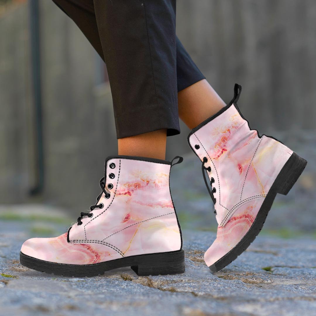 Natural Pink Marble Women's Boots-grizzshop