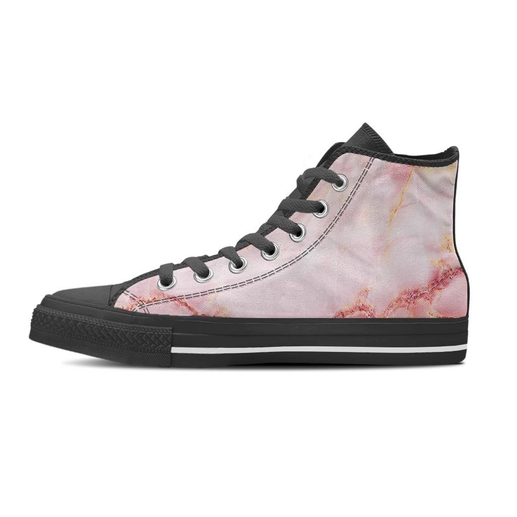 Natural Pink Marble Women's High Top Shoes-grizzshop