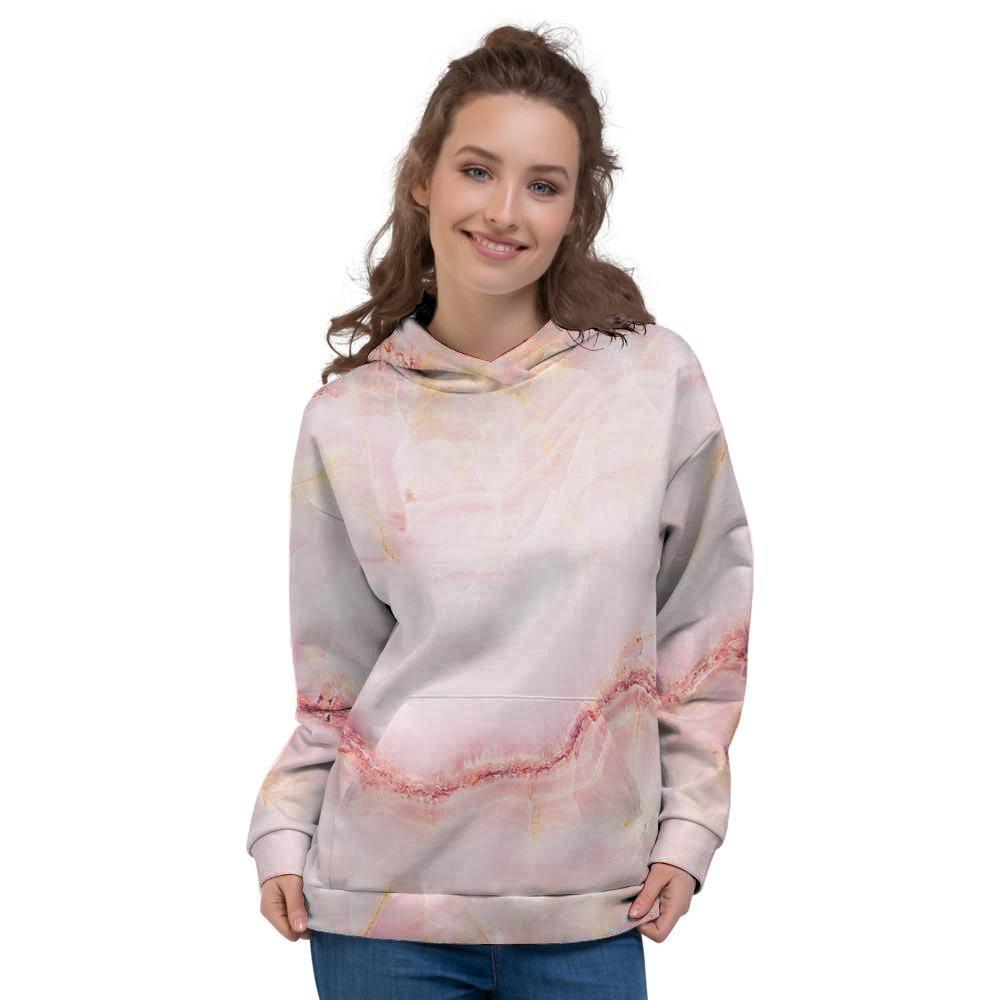 Natural Pink Marble Women's Hoodie-grizzshop