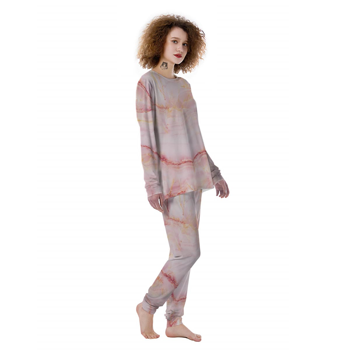 Natural Pink Marble Women's Pajamas-grizzshop