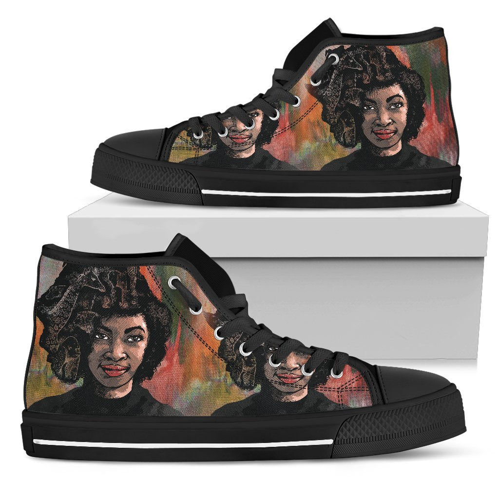 Natural hair Afro Magic girl Women's Classic High Top Canvas Shoes-grizzshop